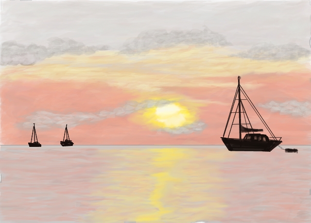 640x460 Boats On The Horizon By Theplatespacenow (Landscapes Drawing)