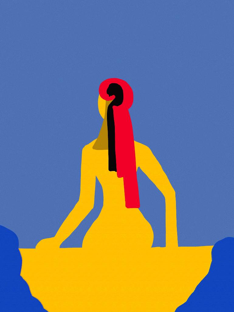 770x1027 Saatchi Art The Scarf Lady On The Horizon Drawing By Oge Dike