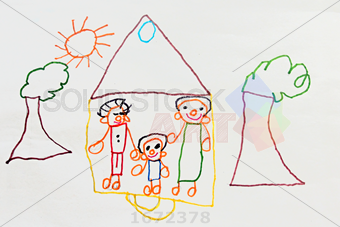 340x227 Stock Photo Of Child Sketch Drawing Of Family In House With Trees