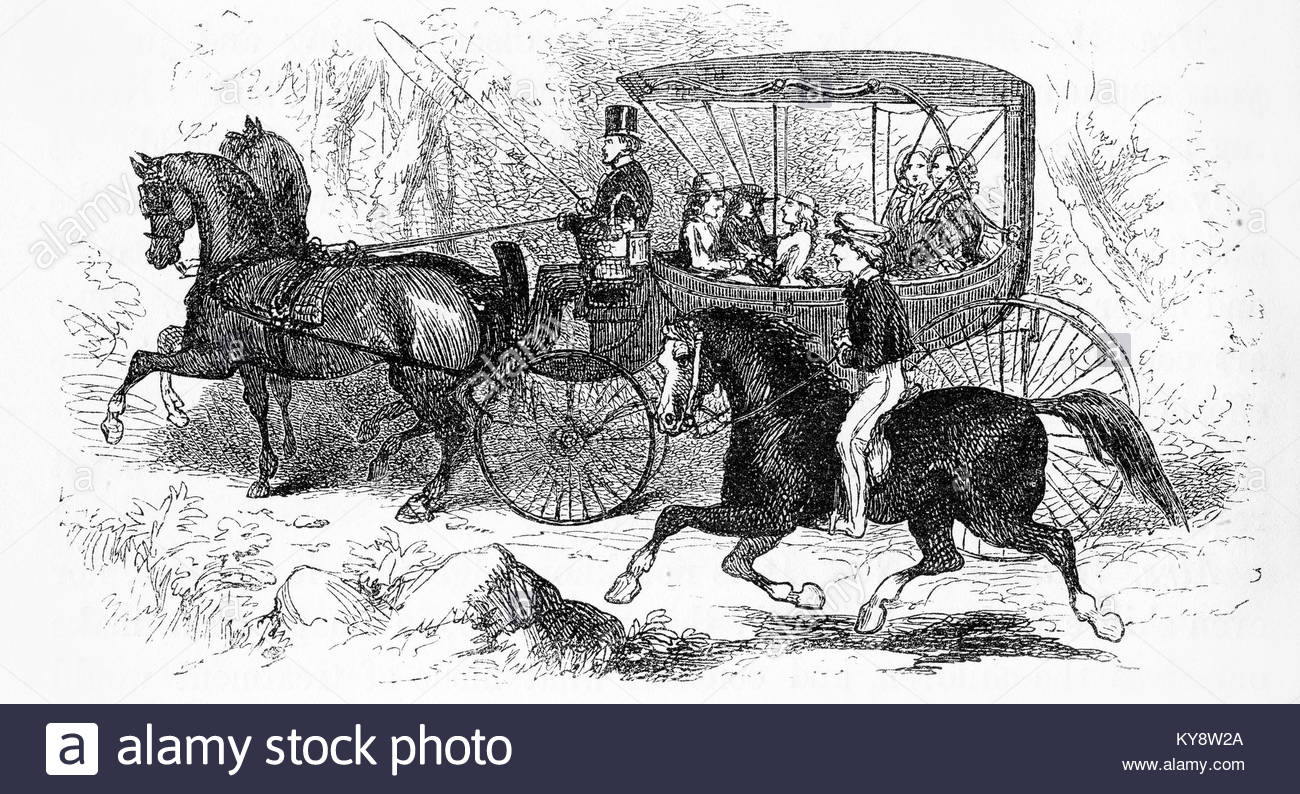 1300x794 Engraving Of A Boy On A Horse Racing A Barouche, Or Cart, During