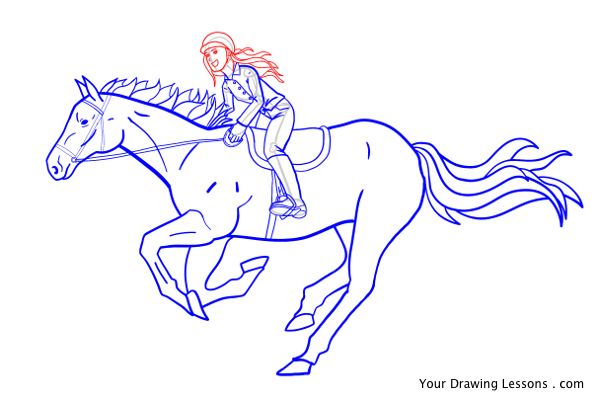 600x401 How To Draw A Girl Riding A Horse Your Drawing Lessons