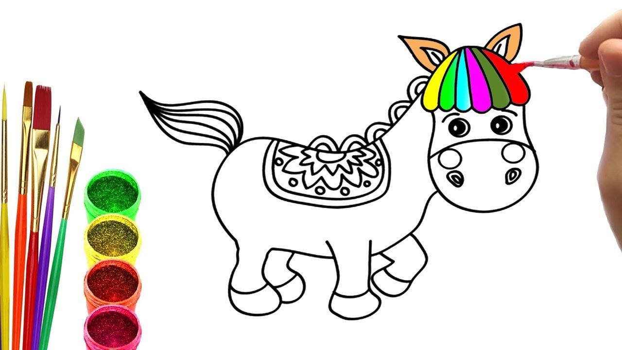 1280x720 How To Draw Horse Drawing Horse Coloring Pages Learn Colors