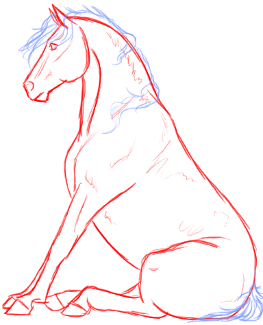 384x473 Sitting Horse Lines By On @