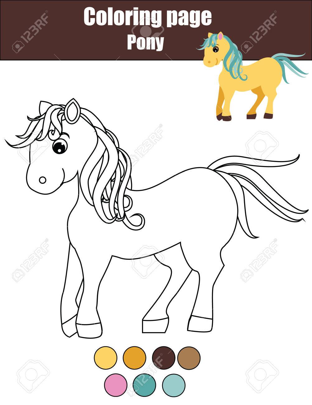 1002x1300 Coloring Page With Cute Pony. Color The Little Horse Drawing