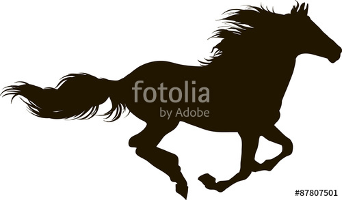 500x293 Drawing The Silhouette Of Running Horse Stock Image And Royalty