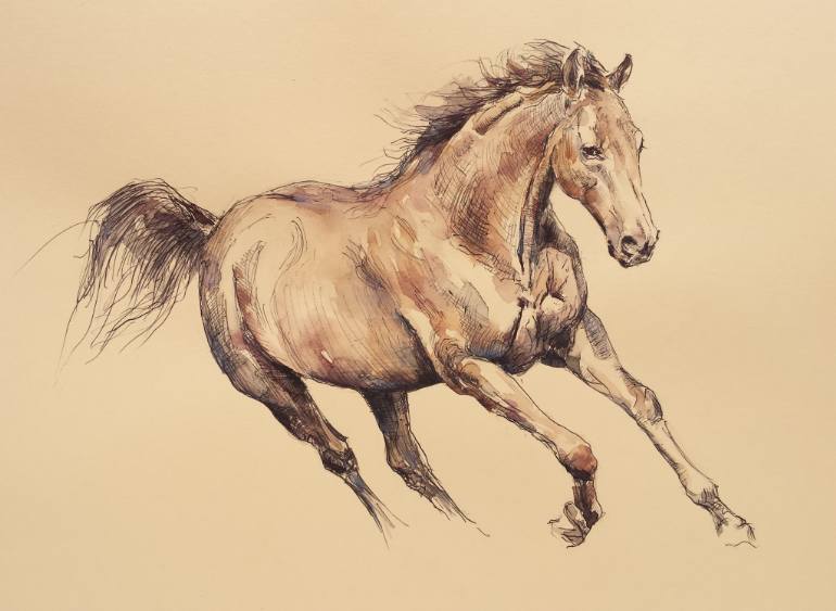 770x563 Saatchi Art Running Horse Drawing By Georgi Todorov