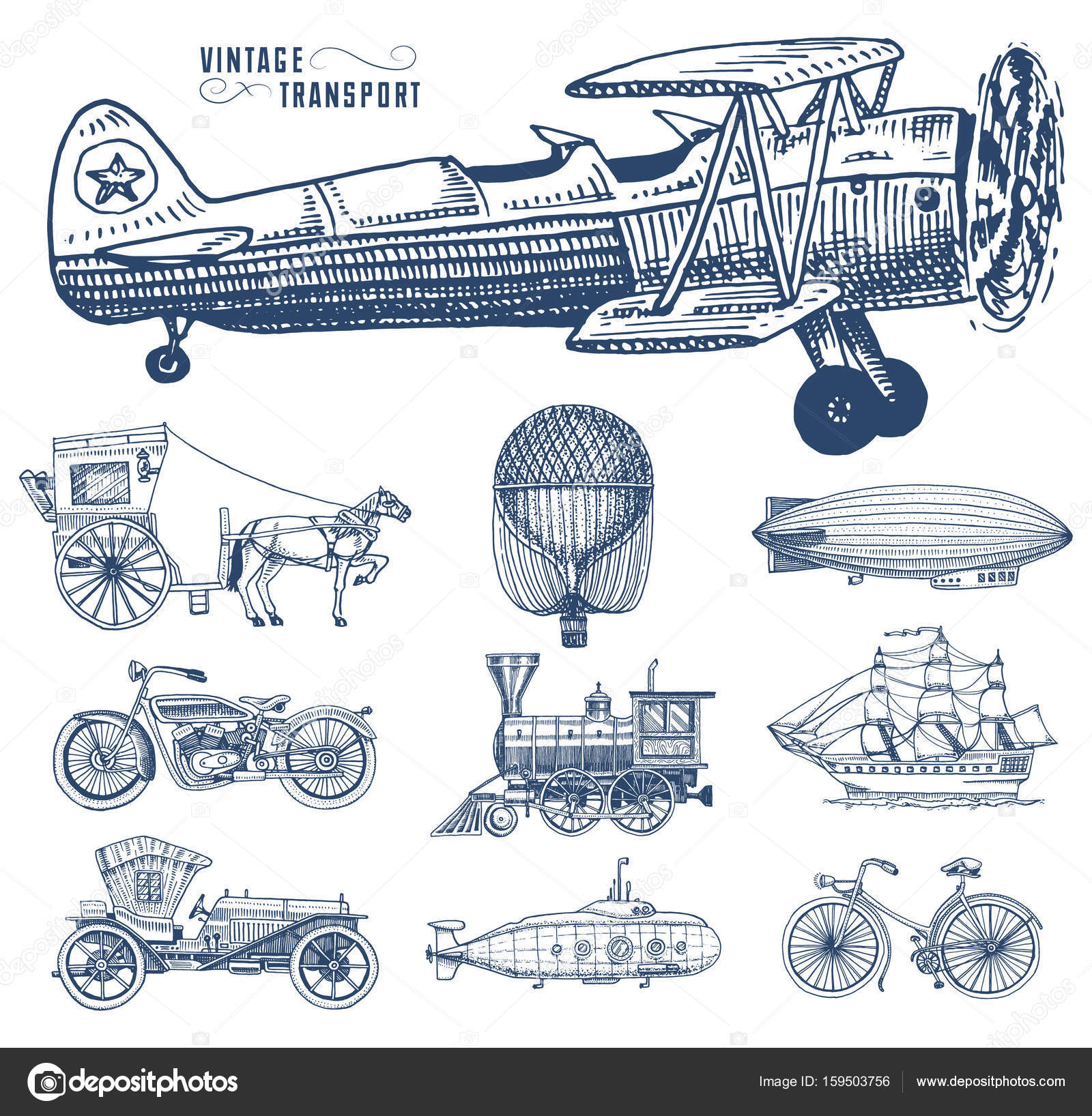 1600x1636 Submarine, Boat And Car, Motorbike, Horse Drawn Carriage. Airship