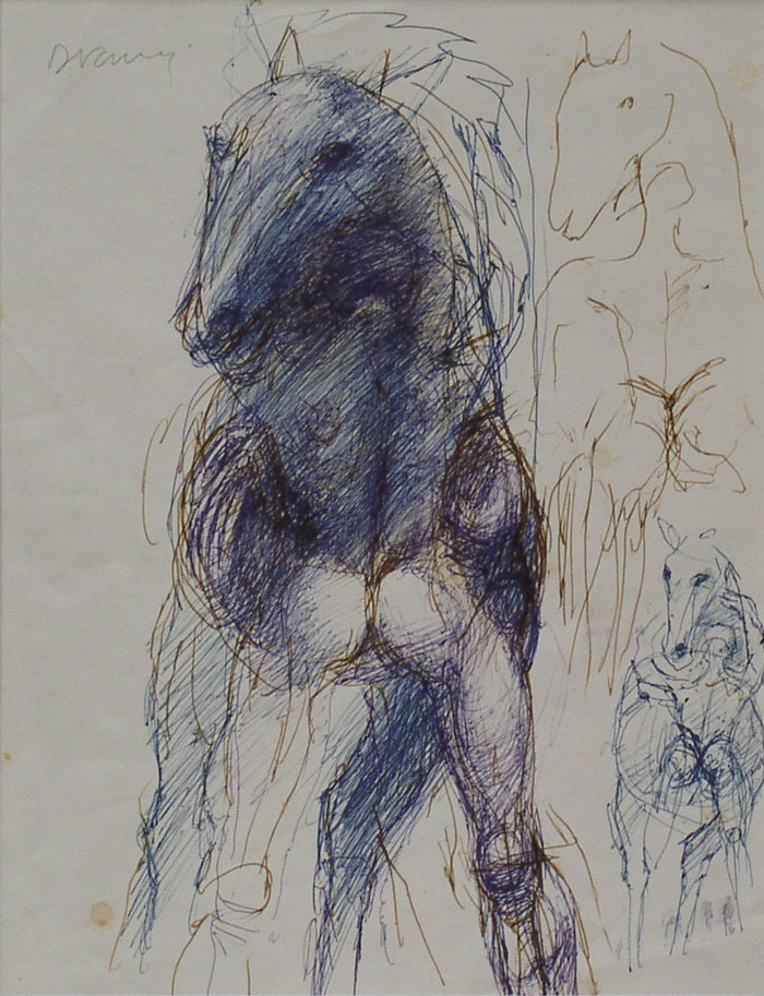 700x913 Horse Figure Drawing Denis Curry Pembrokeshire Artist