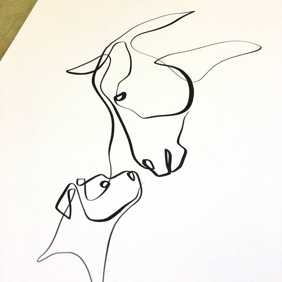 570x570 Horse And Dog One Line Art Equine Art Single Line