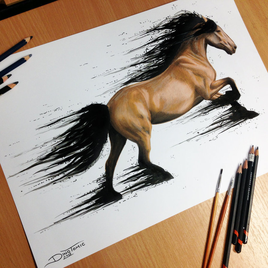 894x894 Splatter Horse Drawing By Atomiccircus