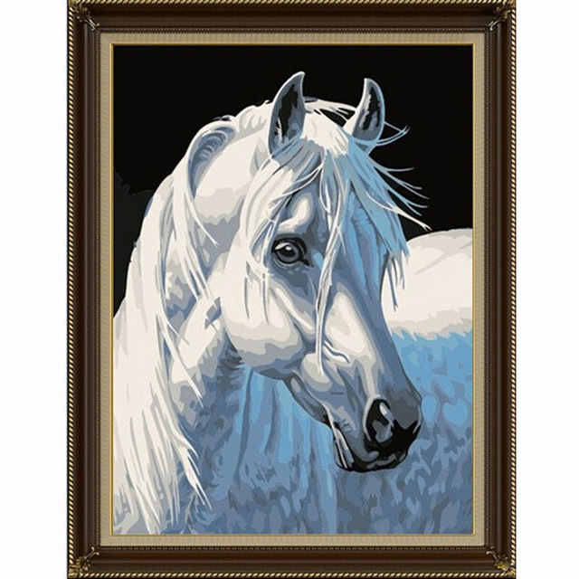 640x640 5d Diy White Horse Diamond Painting Wedding Decor Diamond