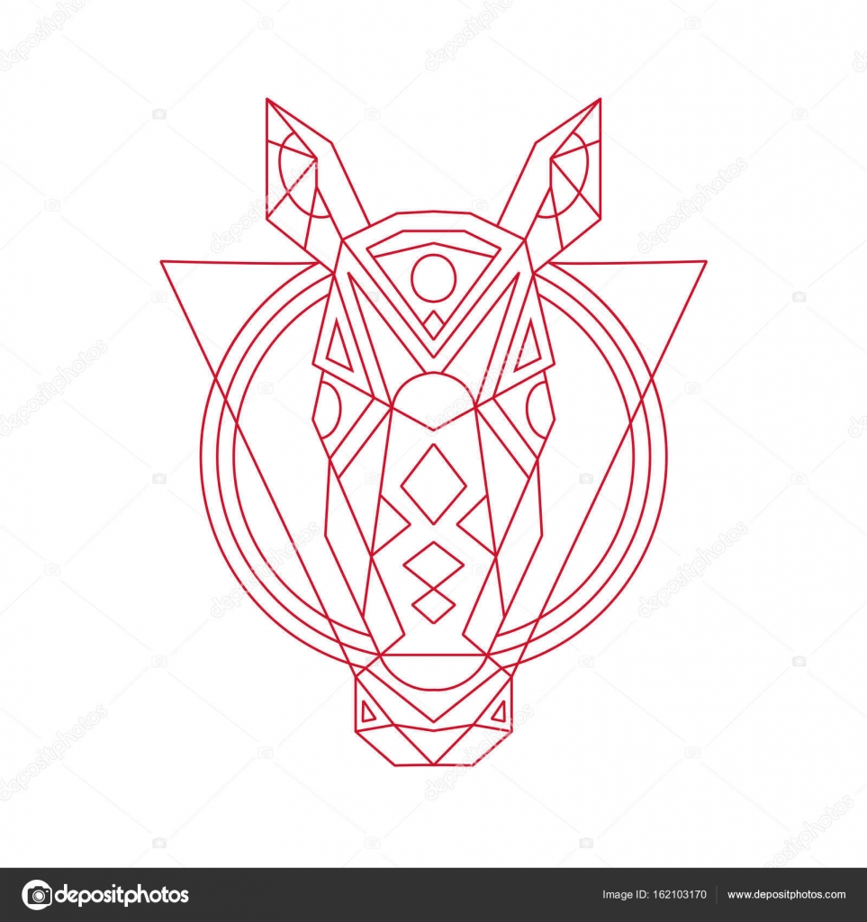 963x1024 Geometric Horse Head Line Drawing Stock Vector Patrimonio
