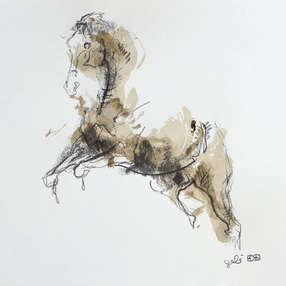 570x570 Charcoal Amp Ink Drawing Of Horse On Paper Equine Art Animal