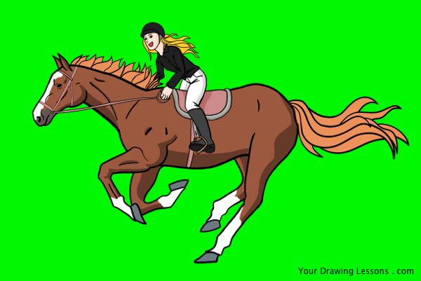 600x401 How To Draw A Girl Riding A Horse Your Drawing Lessons