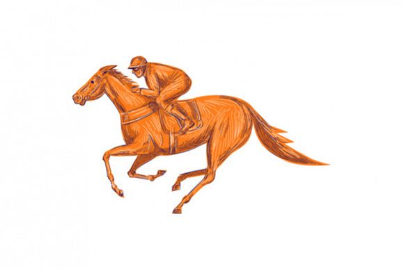 580x387 Jockey Horse Racing Drawing By Patrimon Design Bundles