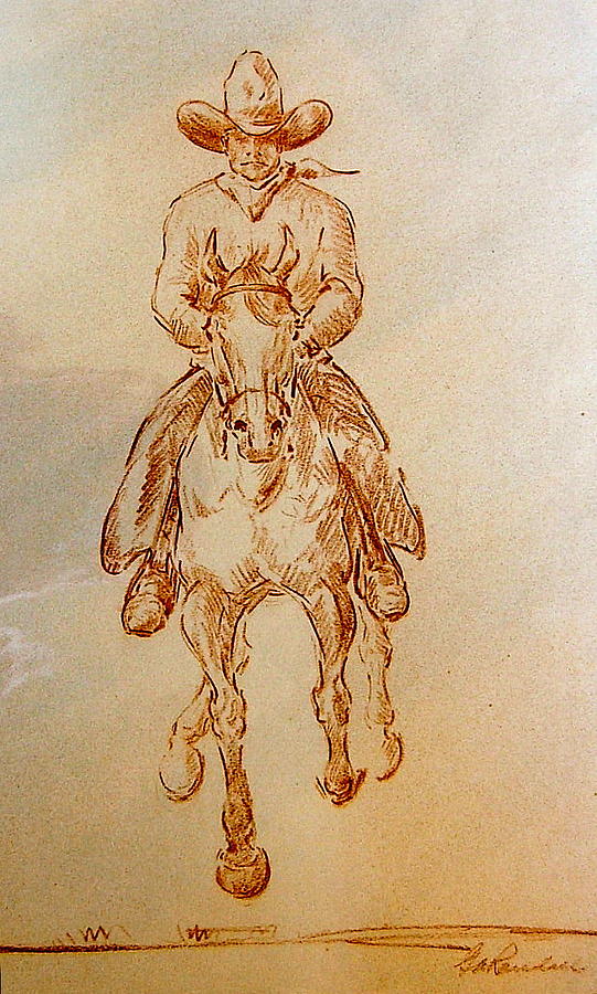 541x900 Cowboy Riding Horse Drawing By Smart Healthy Life