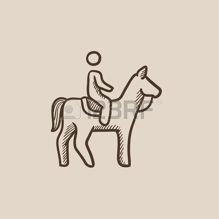 450x450 Horse Riding Vector Sketch Icon Isolated On Background. Hand