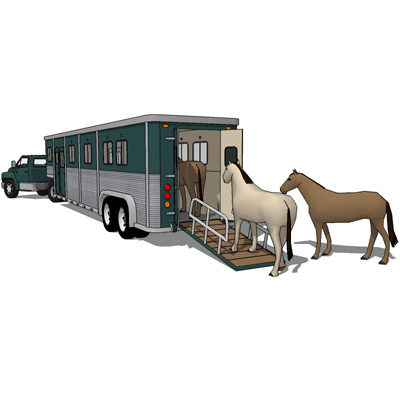 400x400 Horse Transport Trailer 3d Model