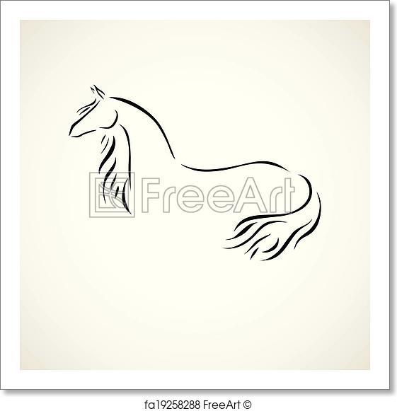 561x581 Free Art Print Vector Drawing Horse. Vector Stylized Figure