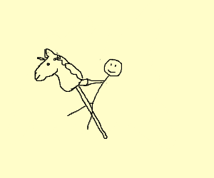 300x250 A Stick Man Horse Back Riding On A Stick Horse