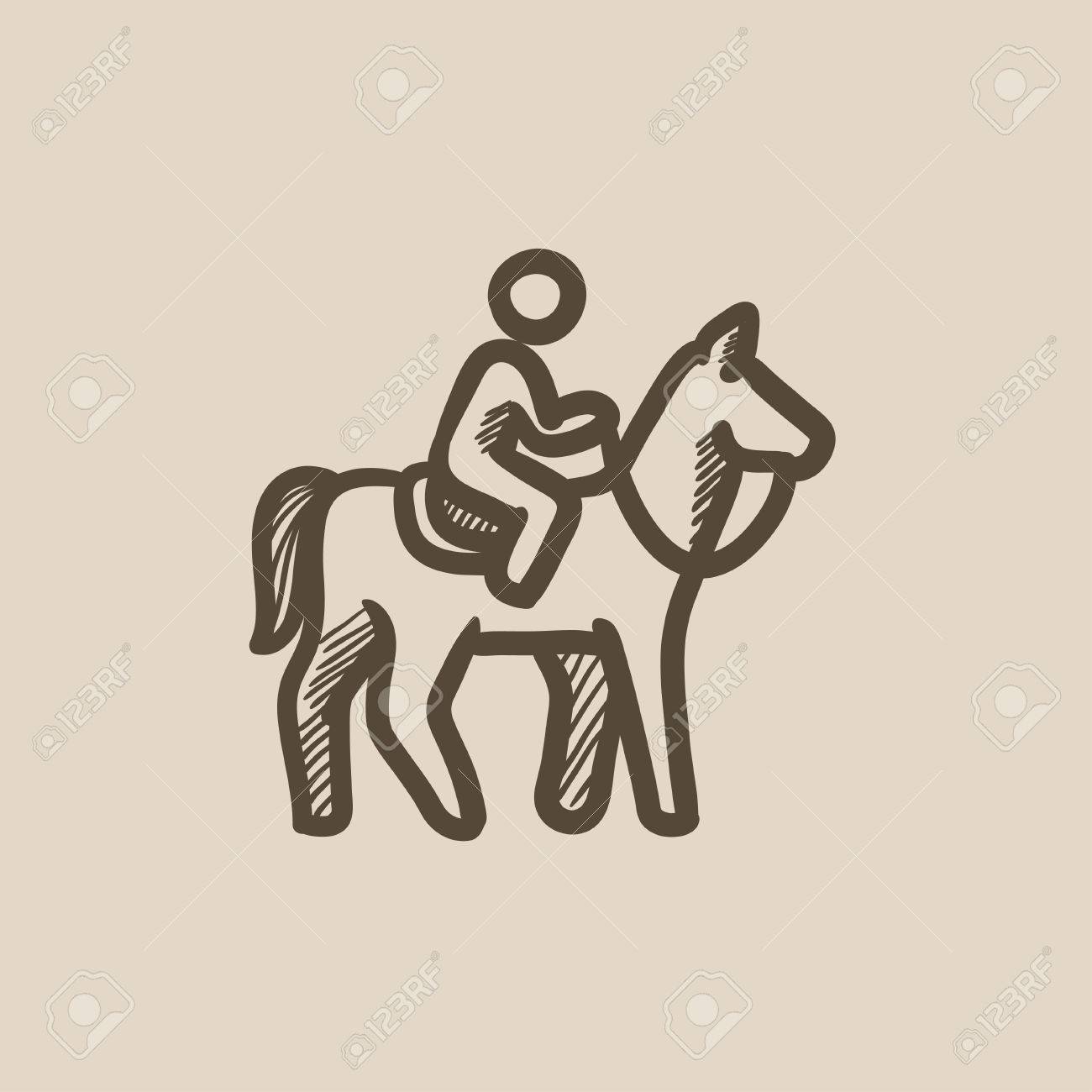 1300x1300 Horse Riding Vector Sketch Icon Isolated On Background. Hand