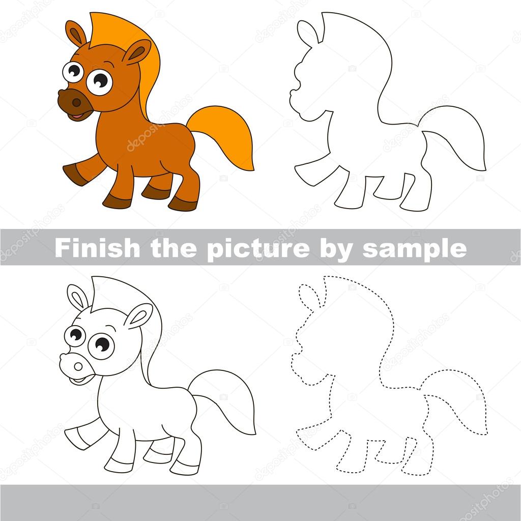 1024x1024 Horse. Drawing Worksheet. Stock Vector Anna Mikhailova