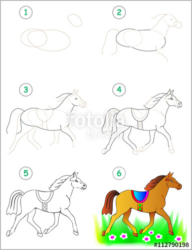 383x500 Page Shows How To Learn Step By Step To Draw A Horse. Developing