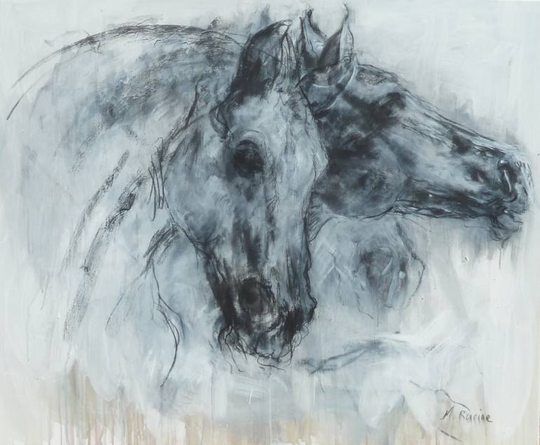 770x634 Saatchi Art Pair Of Horses Heads Drawing By Mandy Racine
