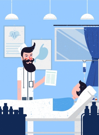 343x468 Hospital Drawing Doctor Patient Icon Cartoon Characters Vectors