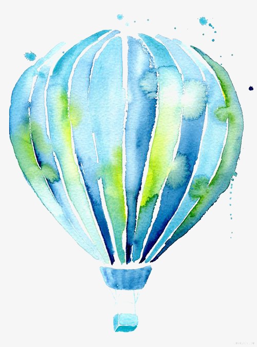 500x675 Hot Air Balloon, Drawing Hot Air Balloon, Hand Painted, Blue Png