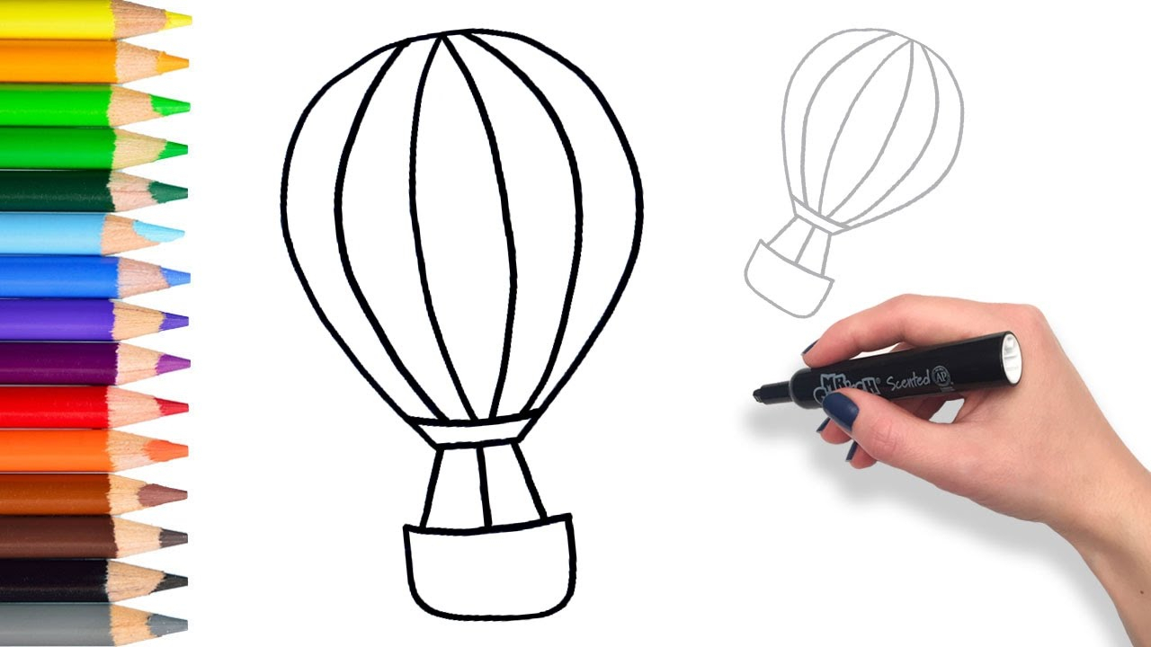 1280x720 Drawing Of Hot Air Balloon Hot Air Balloon Drawing Template