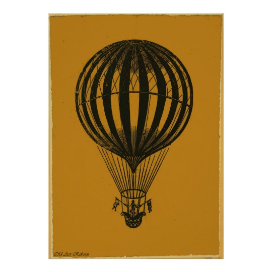540x540 Very Old Hot Air Balloon Pencil Drawing Poster