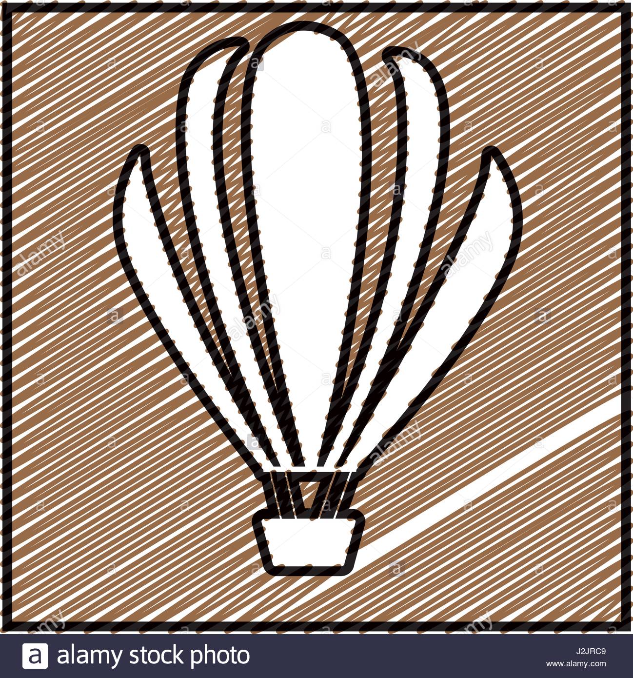 1298x1390 Color Pencil Drawing Square Frame With Hot Air Balloon Stock