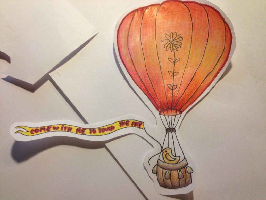 1032x774 Hot Air Balloon Drawings Hot Air Balloon Color Pencil Drawing By