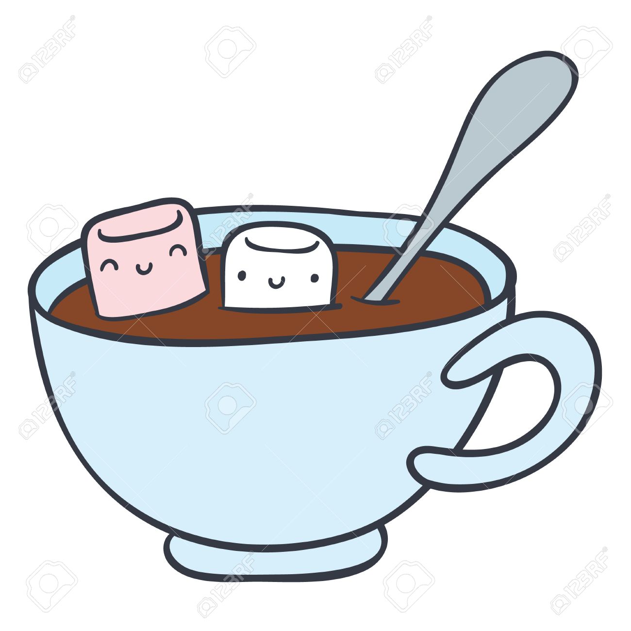 1300x1300 Cartoon Cup Of Hot Chocolate And Smiling Marshmallows