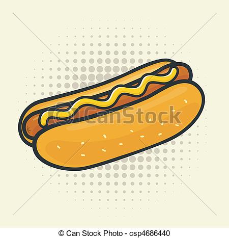 450x467 Pop Art Hot Dog. Delicious Vector Hot Dog. Halftone Vector