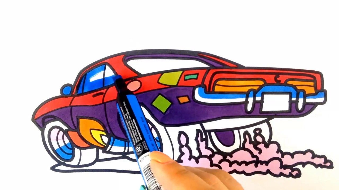 1280x720 How To Draw A Car. Cartoon Muscle Car (Cartoon Hot Wheels Style