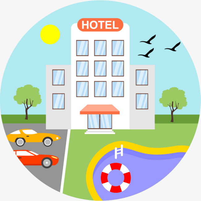 650x651 Hotel Hotel Cartoon Hand Drawing, Hand Painted Cartoon, Vector