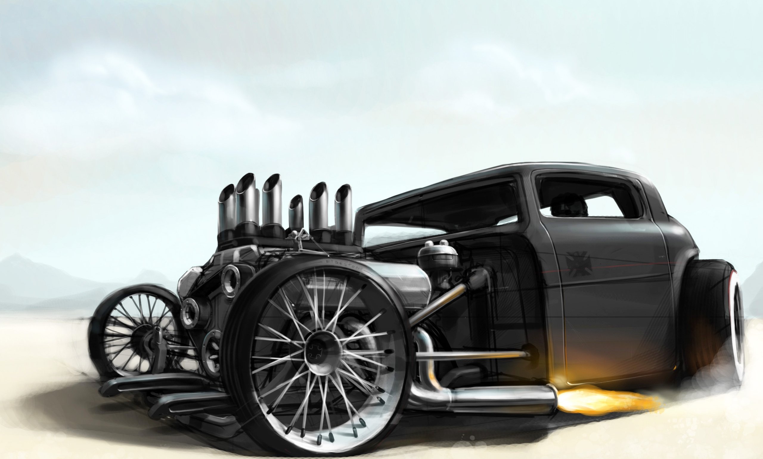 2560x1540 Ford Hotrod Drawing