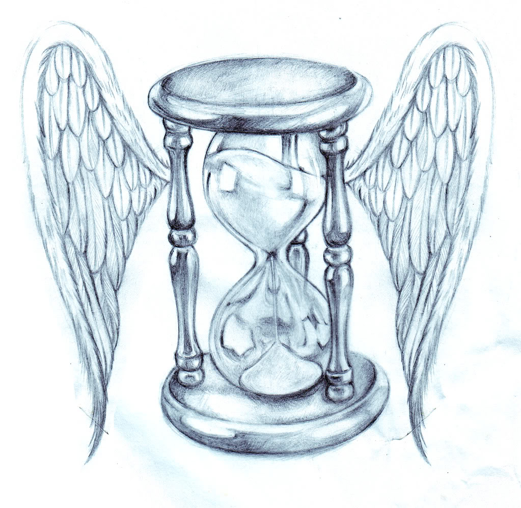 1023x997 Hourglass Drawing Hourglass With Wings Drawing Tattoo