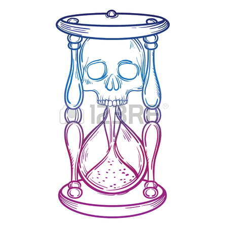 450x450 Decorative Antique Death Hourglass Illustration With Skull. Hand