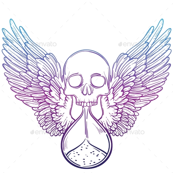 590x590 Decorative Antique Death Hourglass Illustration By Vavavka