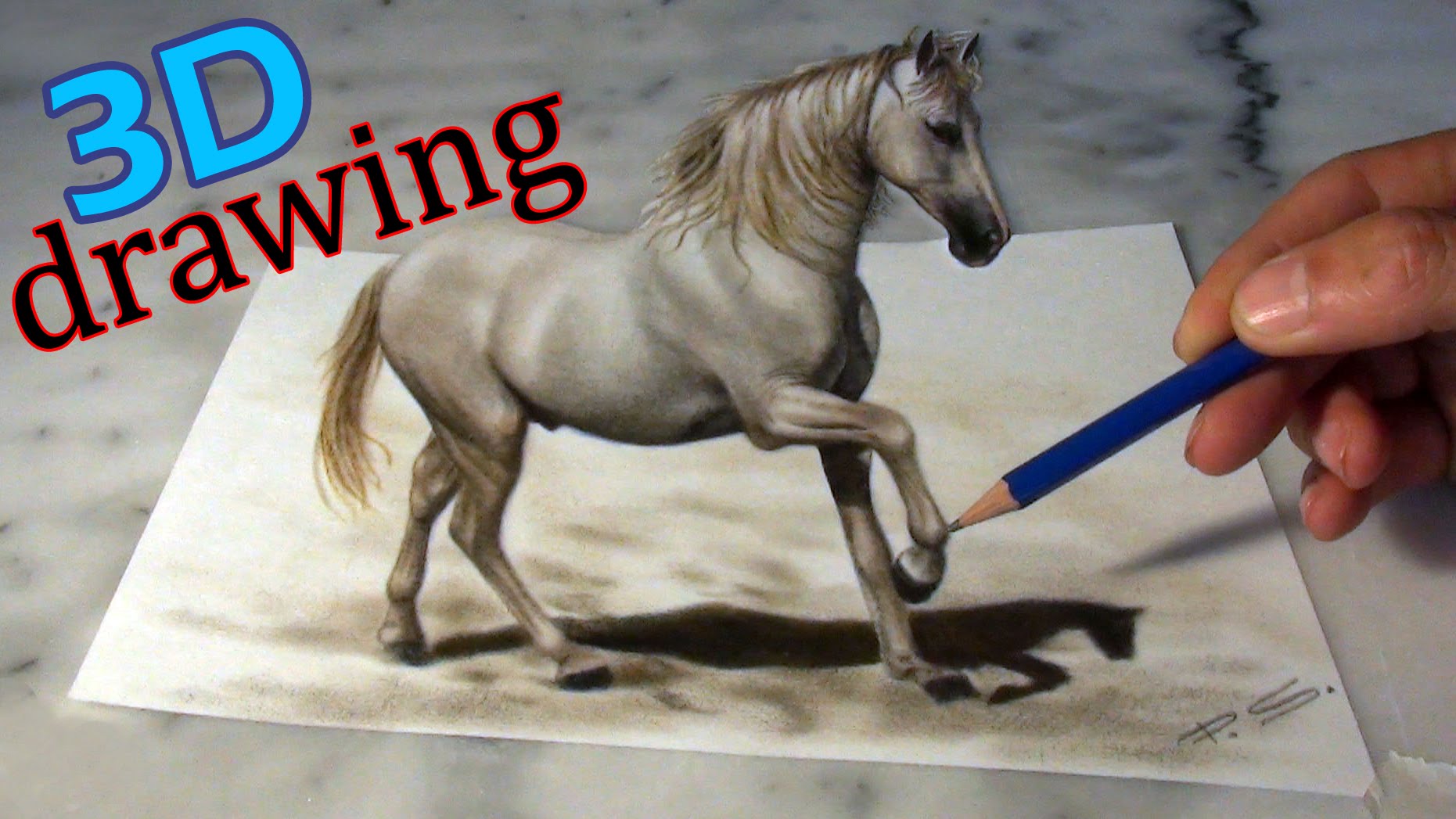 1861x1047 Speed Drawing Of A Horse In 3d ! Anamorphic Illusion