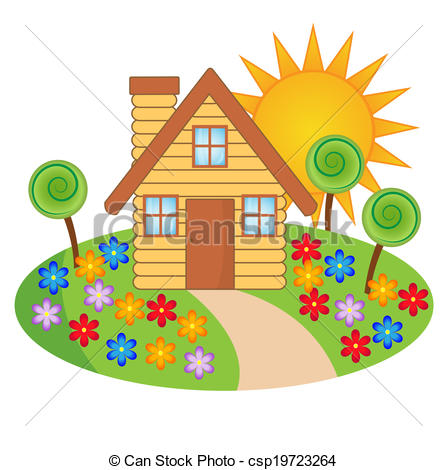 447x470 Beautiful House Clip Art