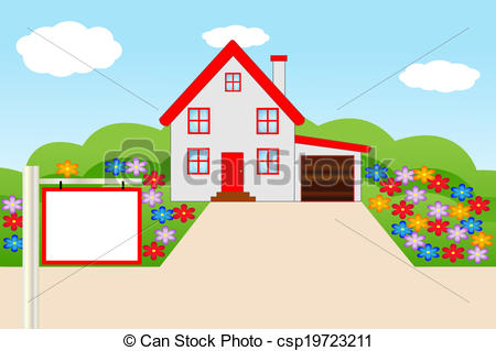 450x319 Beautiful House With A Flowering Garden, Vector Illustration