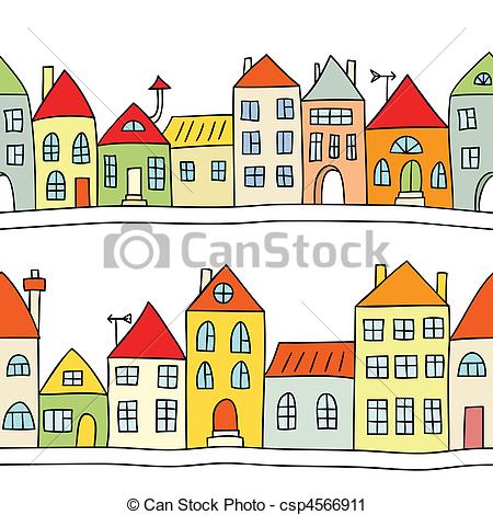 450x470 Seamless Vector Background With Houses. Seamless Vector Vector