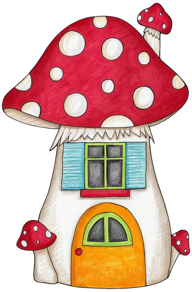 736x1121 Mushroom House Drawing