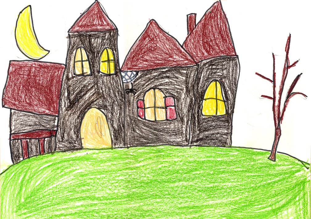1008x711 How To Draw A Haunted House Art Projects For Kids