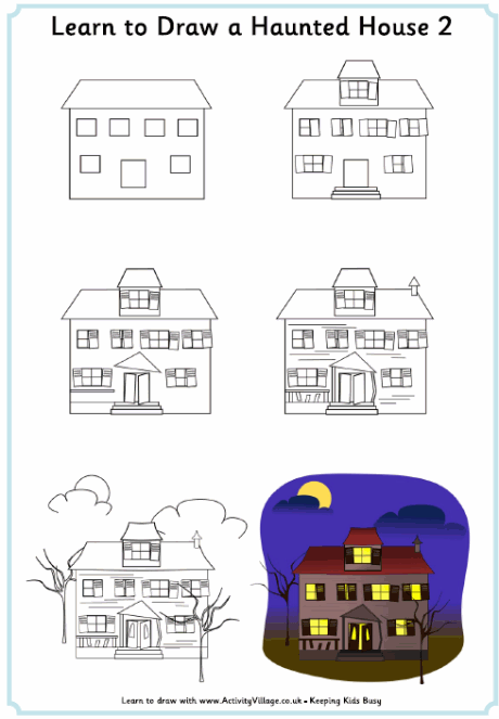 460x663 Learn To Draw A Haunted House
