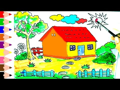 480x360 How To Draw And Paint House For Kids, Drawing House For Learning